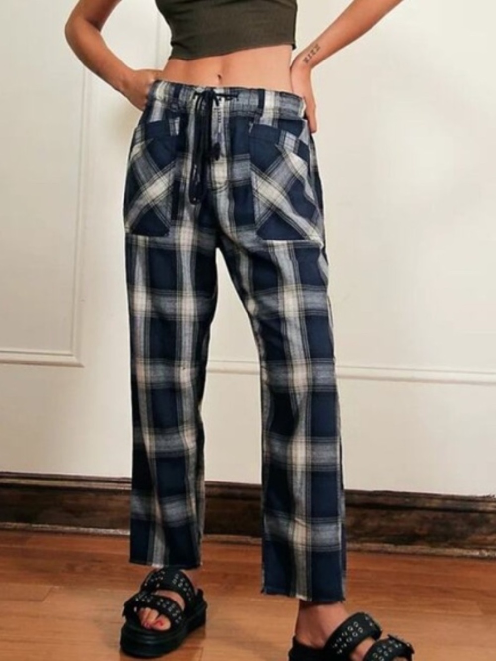 Free People Plaid Baggy Pants